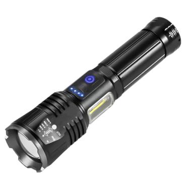 Imagem de Lanterna Tática Militar com Led Recarregável Super Potente Sabre de Luz e COB Lateral Foco Ajustável Zoom Longo Alcance Até 2000 Metros para Acampamento Pesca Emergência Caça