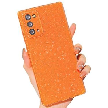 Imagem de MINSCOSE Capa compatível com Samsung Galaxy Note 20 5G, linda capa fina com glitter, fina, à prova de choque, TPU brilhante, para meninas e meninas para Galaxy Note 20 6,7 polegadas - laranja
