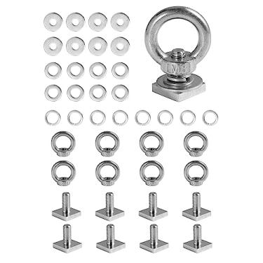 Imagem de Âncora de amarração em T Track Mount para rack de telhado, parafuso olhal em forma de anel resistente M8-1.25, anéis de amarração em T de aço inoxidável para segurar o cabo elástico, cordas, ganchos