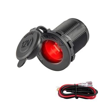 Imagem de UYYE Soquete universal de isqueiro de carro 12V/24V, para carro, motocicleta, quadriciclo e mais, acessórios interiores de carro com receptáculo à prova d'água (LED vermelho)