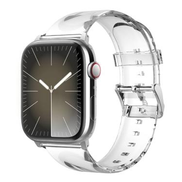 Imagem de elago Pulseira transparente compatível com Apple Watch Ultra2/Ultra/SE/9/8/7/6/SE/5/4/3/2/1 38 mm, 40 mm, 41 mm, 42 mm, 44 mm, 45 mm e 49 mm – Pulseira protetora transparente, conector