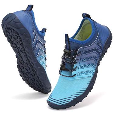 Imagem de WateLves Water Shoes – Meias aquáticas de secagem rápida para piscina, surfe, ioga, hidroginástica, Azul dégradé, 10.5 Women/9 Men