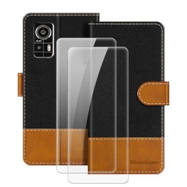 Imagem de MILEGOO Capa de couro para AGM H6 capa magnética para celular com carteira e compartimento para cartão + [2 unidades] protetor de tela de vidro temperado para AGM H6 Lite (16,7 cm) preto