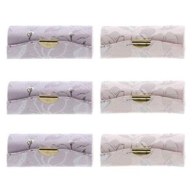 Imagem de Motique Accessories Elegante estojo de batom feminino com suporte de bolsa espelhada, conjunto de 6, Rosa pêssego, One Size