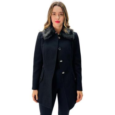 Imagem de Casaco Malise 7/8 Lã Batida Gola de Pele Feminino-Feminino