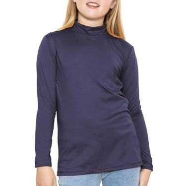 Imagem de STRETCH IS COMFORT Camiseta feminina Oh So Soft manga longa gola alta | 4-16, Azul marinho, 4