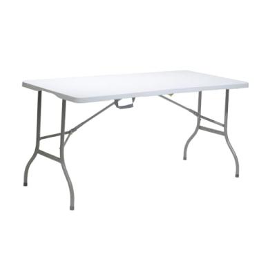 Imagem de Mesa Portátil Camping Churrasco Vira Maleta Com Alça Dobrável 1,80m Branca