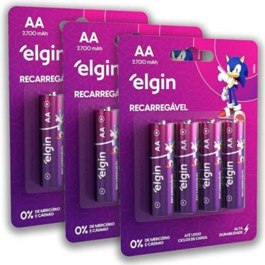 Imagem de Pilha Recarregavel AA Elgin Bateria 2A 2700mAh Pequena kit 12 unidades