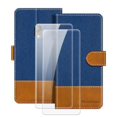 Imagem de MILEGOO Capa de couro para Nokia 6310 2024 magnética para celular com carteira e compartimento para cartão + [2 unidades] protetor de tela de vidro temperado para Nokia 6310 2024 (2,8 polegadas) azul