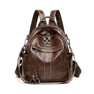 Imagem de CINGHI LUSSO Mochila feminina multiuso de couro mochila fashion designer bolsas de ombro femininas com borla, Marrom, Large