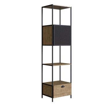 Imagem de Estante Industrial York Artesano 90 cm (largura) em Mdp Vermont Uma Porta Aço Preto