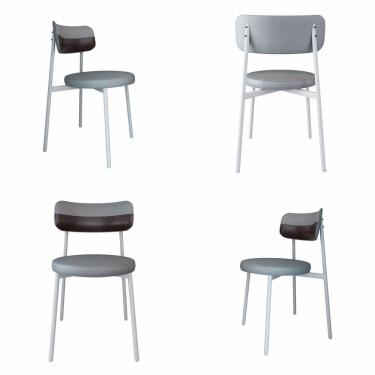 Imagem de Cadeira Kyta Fixa com 4 Pés 50 X 44,7 X 83,8 Cm com 4 Unidades Cinza / Café/Branco