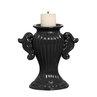 Imagem de Castiçal Romano Peq Ceramicas Pegorin Preto Pequeno