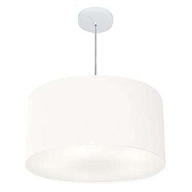 Imagem de Lustre Pendente Cilíndrico Cúpula Tecido 60x30 cm, Vivare Iluminação, Pendente4080 BR, Branco, Grande