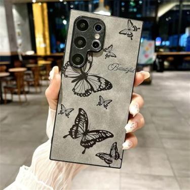 Imagem de Capa de couro para samsung s24 s23 plus ultra a05 s a15 a25 a35 a55 a04s a14 a23 a34 a54 capa, borboleta gy, para s23 plus