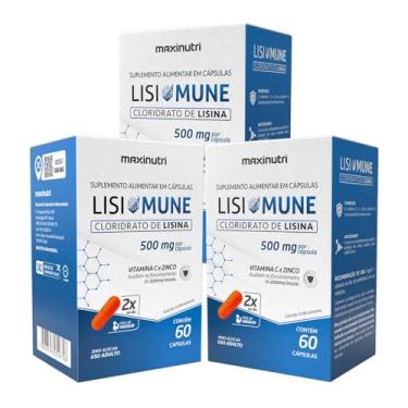 Imagem de Kit 3 Lisimune Cloridrato de Lisina 500mg com Vitamina C e Zinco 60 Cápsulas Chikweb