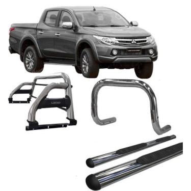 Imagem de Kit Quebra Mato Estribo Oval Santo Antônio L200 2020 Cromado - HOZZ