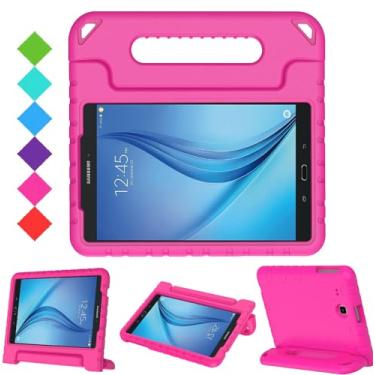 Imagem de BMOUO Capa infantil para Samsung Galaxy Tab E 9.6 - Capa infantil à prova de choque com proteção leve e alça conversível para tablet Samsung Galaxy Tab E / Tab E Nook 9,6 polegadas 2015, rosa