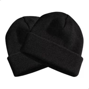 Imagem de Kit 2 Touca Gorro De Lã Adulto Frio Inverno Unissex - Darujo, Preto