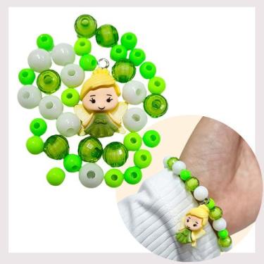 Imagem de Kit Fazer Pulseira Colar Brincos Pingente Princesas Micangas Bolinhas 