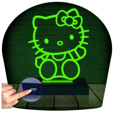 Imagem de Luminária Led 3d  Hello Kitty  Abajur - 3D Fantasy, Verde, Bivolt