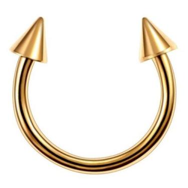 Imagem de Piercing Septo Ferradura Titânio Spike Preto Prata - De Castro joias, 