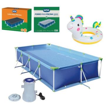 Imagem de Kit Piscina Premium 5000 Litros Capa Forro Filtro Boia Inflável Infant