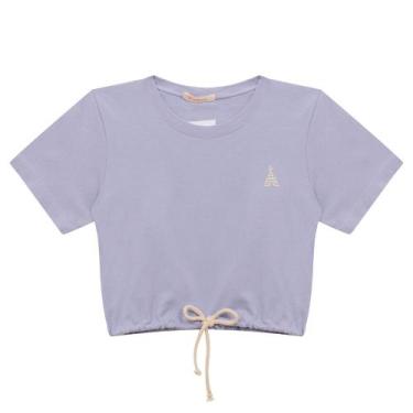 Imagem de Blusa Infantil Menina Manga Curta Básica Com Cadarço - Lilás - Tupinik
