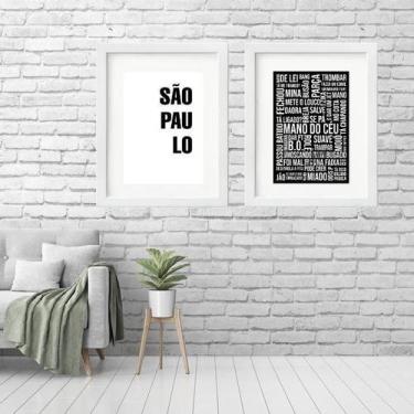 Imagem de Kit 2 Quadros Grandes Gírias De São Paulo - 60X48Cm - Quadros On-Line