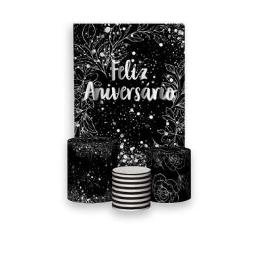Imagem de Painel De Festa Vertical 1,50 x 2,20 + Trio De Capas Cilindro - Feliz 
