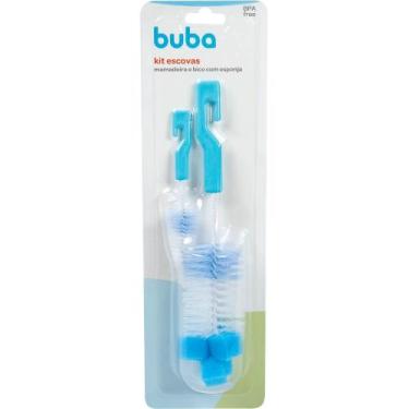 Imagem de Kit de escovas para mamadeira e bicos com espuma azul buba, ., UN