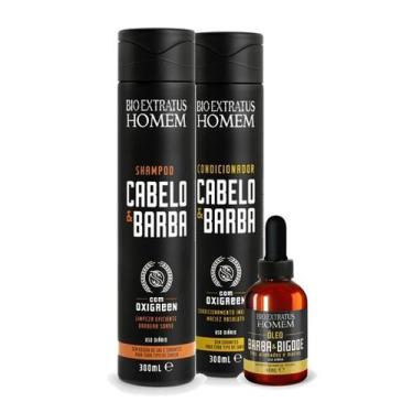 Imagem de Bio Extratus Homem Kit Cabelo e Barba Shampoo Condicionador 300ml e Ól