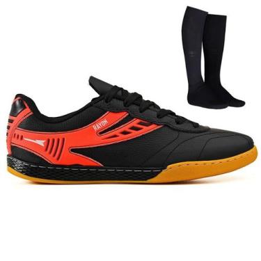 Imagem de Chuteira Futsal Profissional Masculina em Couro Futebol de Salao Quadr