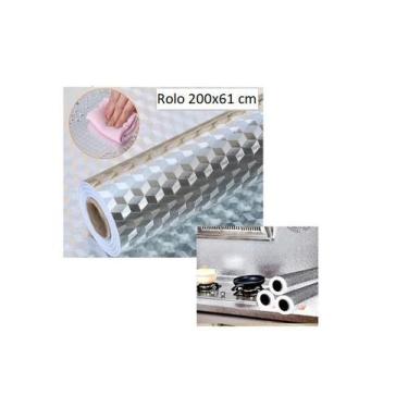 Imagem de Kit 2 Papel De Parede E  Protetor Para Fogão Em Alumínio - Adesivo Imp