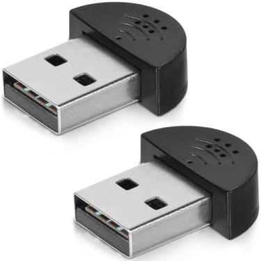 Imagem de KISEER 2 peças de microfone USB 2.0 mini, laptop/desktop PC Plug and Play para Skype, MSN, Yahoo Recording, YouTube, Google Voice Pesquisa e Jogos