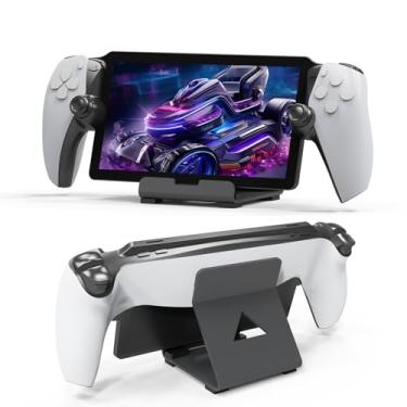 Imagem de EJGAME Suporte de mesa para tablet compatível com ROG Ally X/PlayStation Portal/Steam Deck, suporte portátil para console de jogos com almofada de silicone antiderrapante (preto)