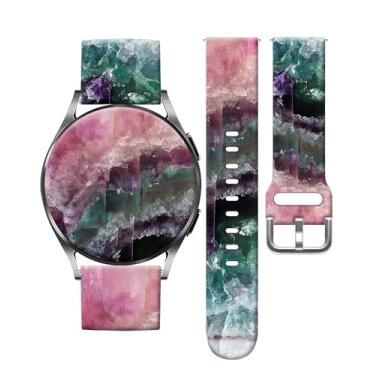 Imagem de Pulseira esportiva compatível com Galaxy Watch 6/5/4/5 Pro/4e 6 Classic/3 (41 mm) /Active 2e 1, mulheres e homens, pulseira de silicone rosa de cristal fluorita de 20 mm para Galaxy Watch de 40 mm, 41