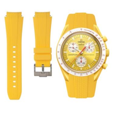 Imagem de Pulseiras de silicone de substituição de ponta curva tecida para Omega x Swatch MoonSwatch - Curve No Gap - Pulseira de silicone de substituição para Moonwatch Speedmaster para homens e mulheres - 20