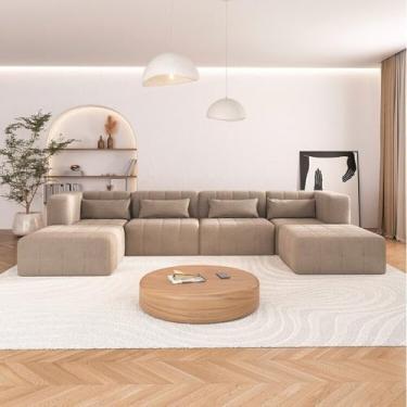 Imagem de Sofá Modular 02 Cantos 02 Poltronas e 02 Puffs Easybox Cabecasa Madeiramadeira Taupe