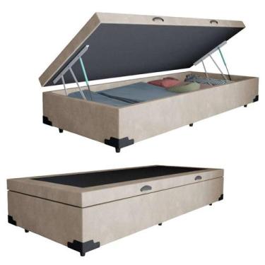 Imagem de Cama Box Baú Solteirão Suede Bege EMTH 96x203x40 - Empório Mathias