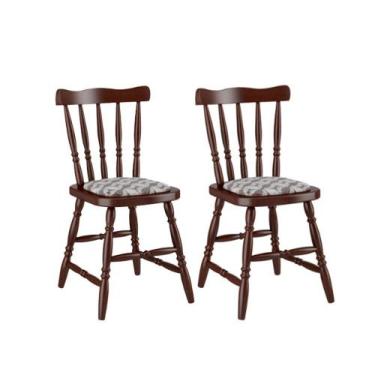 Imagem de Kit com 2 Cadeiras Estofadas Piratini Colonial - 155EA, Castanho