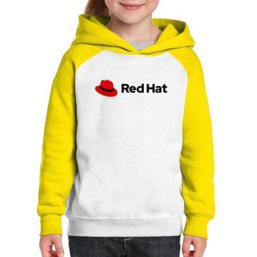 Imagem de Moletom Infantil Red Hat Linux Logo - Foca na Moda, Branco, Amarelo, 6