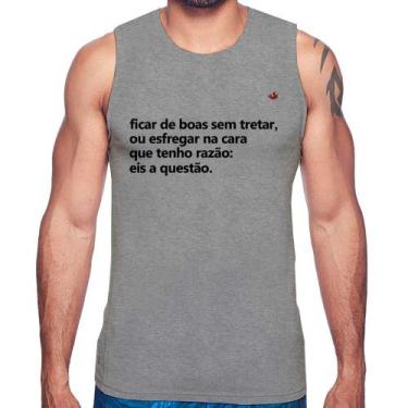 Imagem de Regata Ficar de boas sem tretar - Foca na Moda, Cinza, G