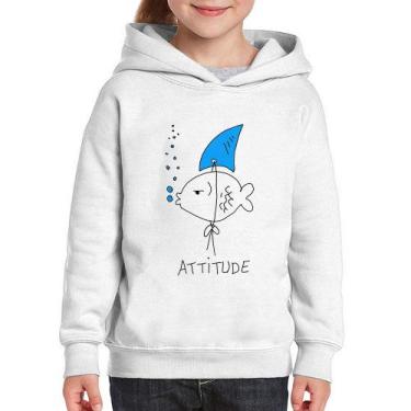Imagem de Moletom Infantil Atitude Peixe Tubarão - Foca na Moda, Branco, 6