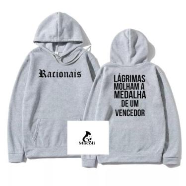 Imagem de Moletom Canguru Capuz e Bolso Racionais Mc's Medalha de um Vencedor Bl