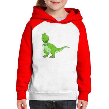 Imagem de Moletom Infantil Dinossauro - Foca na Moda, Branco, Vermelho, 12