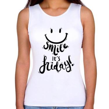 Imagem de Regata Feminina Smile, It's Friday! - Foca na Moda, Branco, P