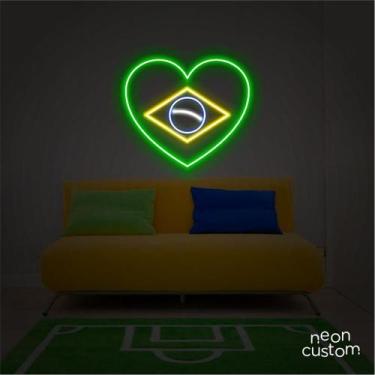 Imagem de painel letreiro led Coração Brasil decoracao festa bar - Neon Custom, 