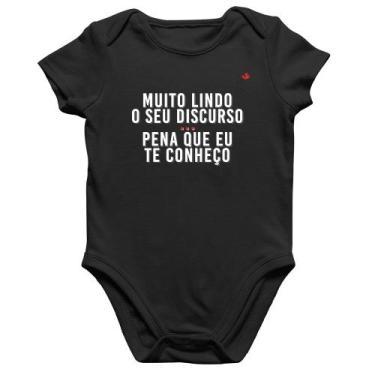 Imagem de Body Bebê Algodão Muito lindo o seu discurso - Foca na Moda, Preto, P