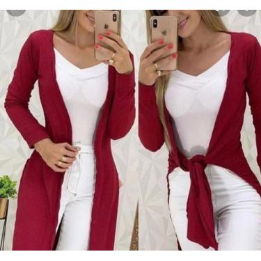 Imagem de Cardigan canelado com fendas laterais - La lunna, Vermelho, GG 44 46 